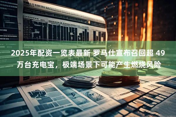 2025年配资一览表最新 罗马仕宣布召回超 49 万台充电宝，极端场景下可能产生燃烧风险