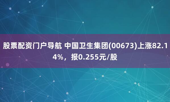 股票配资门户导航 中国卫生集团(00673)上涨82.14%，报0.255元/股